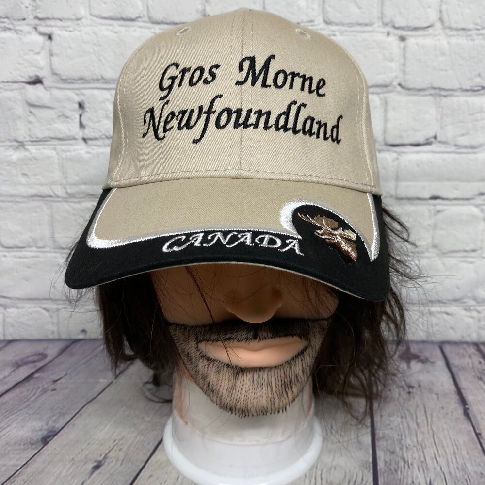 Canada Hat Cap Gros MORNE Newfoundland Strap Back Brown Black Embroidered Casual